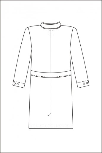 Халат лабораторный мужской, хлопок/полиэстер, воротник-стойка, белый, вид сзади, 1 шт., ЛТО
