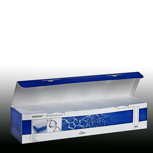 Наконечники до 1000 мкл (от 100 мкл), нестерильные, длина 84 мм, бесцветные, Omnitip, 96 шт./штатив, 5 штат./уп., ULPlust