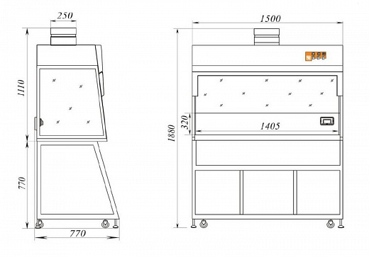 Шкаф вытяжной общего назначения, ширина 150 см, корпус – металл, столешница – нержавеющая сталь, ШВ-«Ламинар-С»-1,5 Фото 2