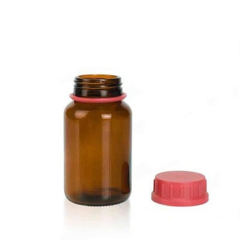 Бутыль 125 мл, стекло DIN-28, с завинчивающейся ПП крышкой, с контролем вскрытия, круглая, темное стекло, ALWSCI Technologies