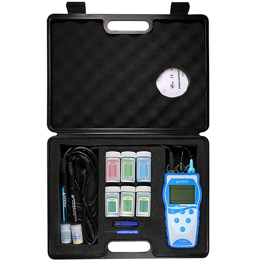 рН-метр/кондуктометр/солемер, -2-16±0,01, портативный, электрод 201T-F, PC243, серия 240, с кейсом, Apera Instruments