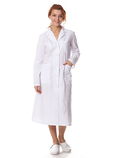 Халат лабораторный женский, хлопок, белый, 5 шт., Россия