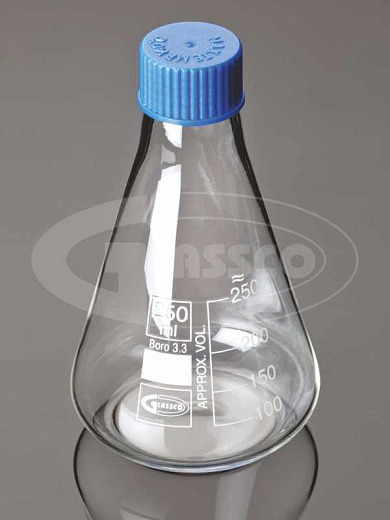 Колба Эрленмейера 1000 мл, стекло, до 500 °С, с завинч. крышкой, 2 шт/уп.