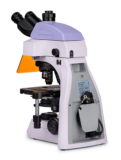 Микроскоп люминесцентный Magus Lum 400L, прямой, тринокуляр, СП, ТП, планахромат 4×, 10×, 40×, 100× (вид сбоку)