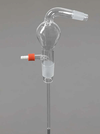 Ловушка с наклоном, c каплеуловителем, с винтовой резьбой, грушевидная, нижний керн 34/35, верхний керн 19/26, боросиликатное стекло, Glassco