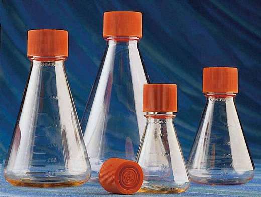 Колба Эрленмейера 125 мл, PC, вогнутая крышка, стерильная