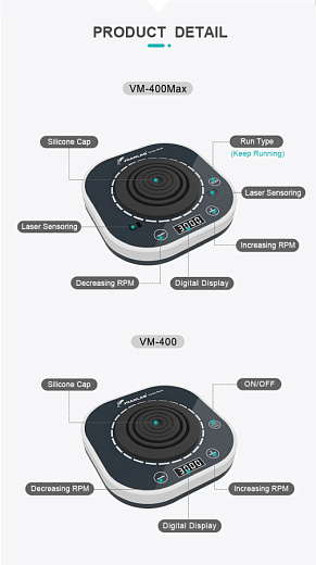 Отличия моделей вортекса VM-400Max и VM-400, Joan Lab