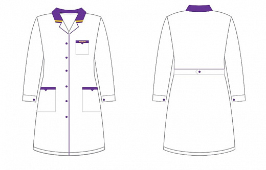 Халат лабораторный мужской, хлопок/полиэстер, белый с отделкой, с манжетом, премиум, 1 шт.