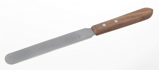 Шпатель с деревянной ручкой, длина 165 мм, лопатка 75×14 мм, нержавеющая сталь