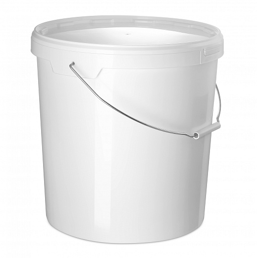 Ведро, 21 л, круглое, крышка белая под защёлку с контролем вскрытия, метал. ручка, белый полипропилен Фото 2