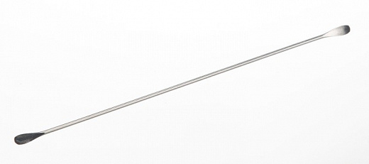 Шпатель двухсторонний, закруглённый, изогнутый, длина 210 мм, лопатка 12×5 мм, диаметр ручки 2 мм, нержавеющая сталь, тип 1