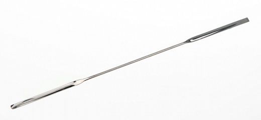 Микролопатка полузакруглённая двухсторонняя, длина 130 мм, лопатка 40×4 мм, диаметр ручки 2 мм, нержавеющая сталь, тип 1