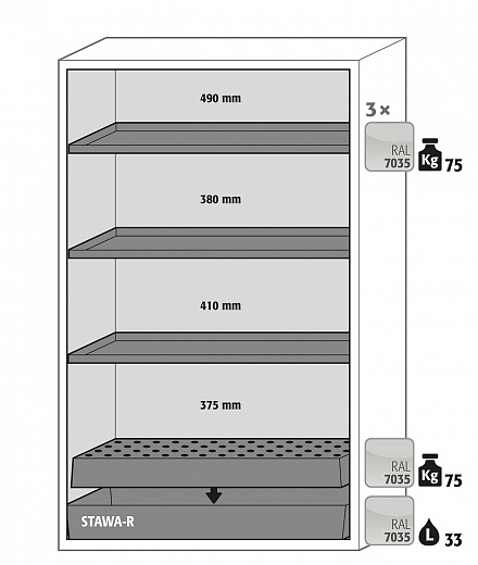 Шкафы для хранения ЛВЖ, 90 мин, ширина 59 – 119 см, распашные двери S-CLASSIC-90 Фото 9