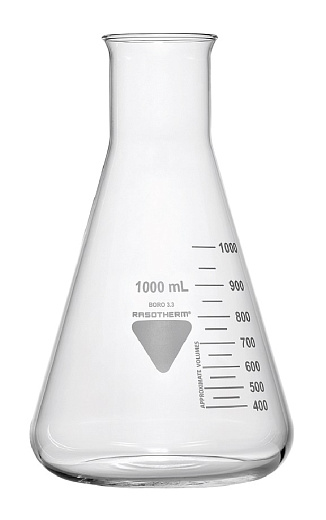 Колба Эрленмейера 1000 мл, БС до 400 °C, узкое горло