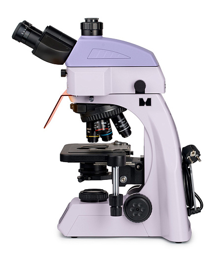 Микроскоп люминесцентный Magus Lum 400L, прямой, тринокуляр, СП, ТП, планахромат 4×, 10×, 40×, 100× (вид сбоку)