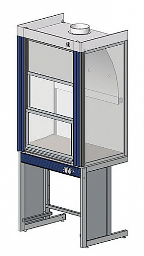 Шкаф вытяжной общего назначения, ширина  90 см, глубина 80 см, корпус – металл, столешница – н/ж сталь, 2 подъемных экрана