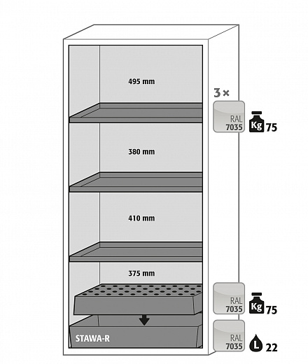 Шкафы для хранения ЛВЖ, 90 мин, ширина 59 – 119 см, распашные двери S-CLASSIC-90 Фото 6