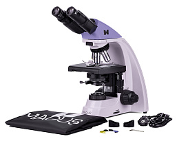Микроскоп Magus Bio 250B, прямой, бинокуляр/тринокуляр, СП, планахромат 4×, 10×, 40×, 100× (комплект)