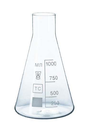 Колба Эрленмейера 100 мл, БС, широкое горло, 1 шт., Россия
