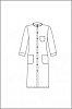 Халат лабораторный женский, хлопок/полиэстер, прямой, белый, схема изделия, вид спереди, 1 шт., ЛТО