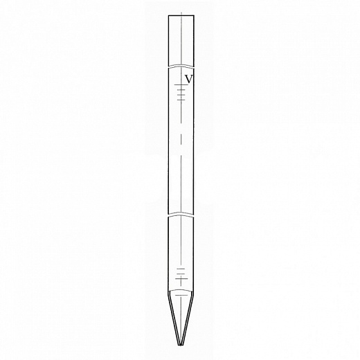 Пипетка стеклянная, 10 мл, НС, градуированная, полный слив, тип 2, исполнение 1, 2 класс точности, 1 шт./уп.