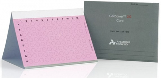 Карта GenSaver Color, слюна, моча, плазма, клетки буккального эпителия, хранение более 22 лет, до 80 мкл, 1 место, 100 шт/уп